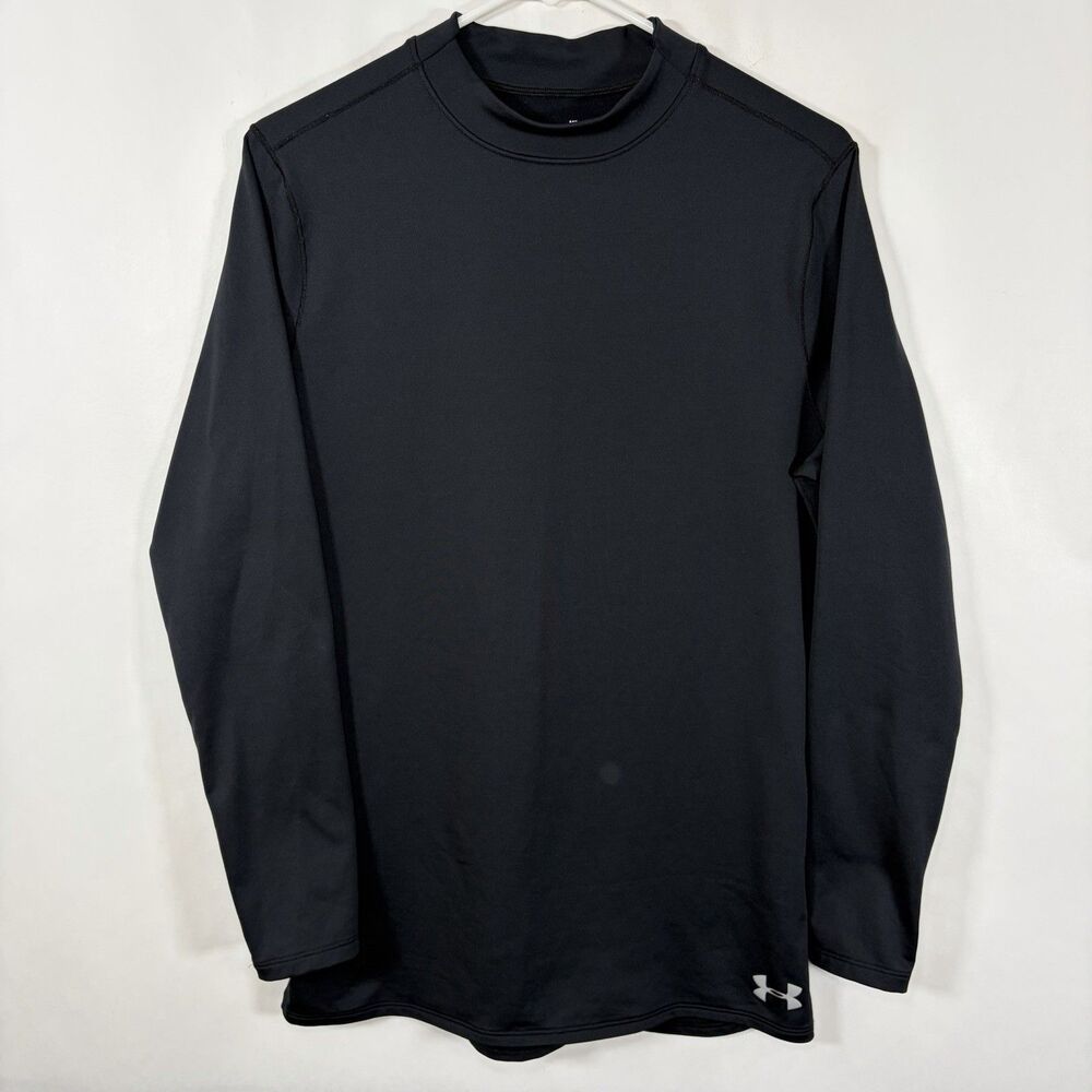 Under Armour ColdGear Fitted Long Sleeve Mock Neck Shirt Mens Medium Black
